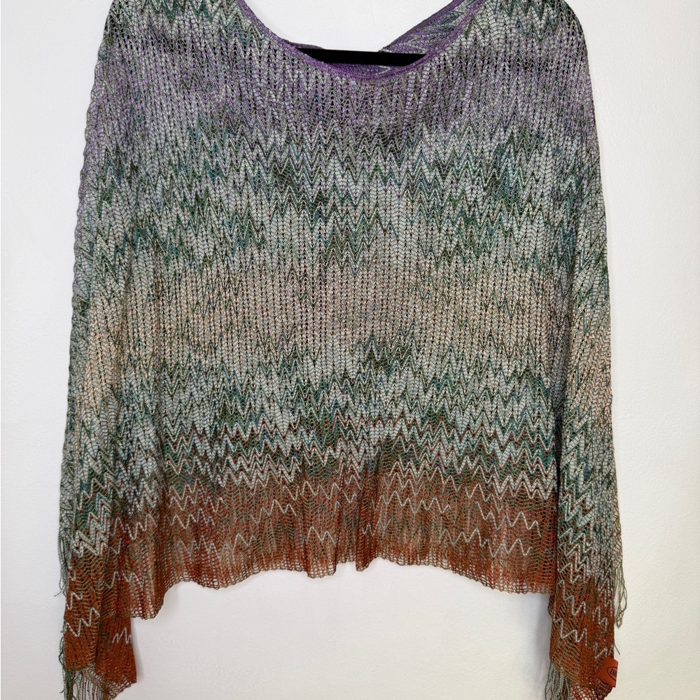 Missoni Multicolor Zigzag Knit Poncho